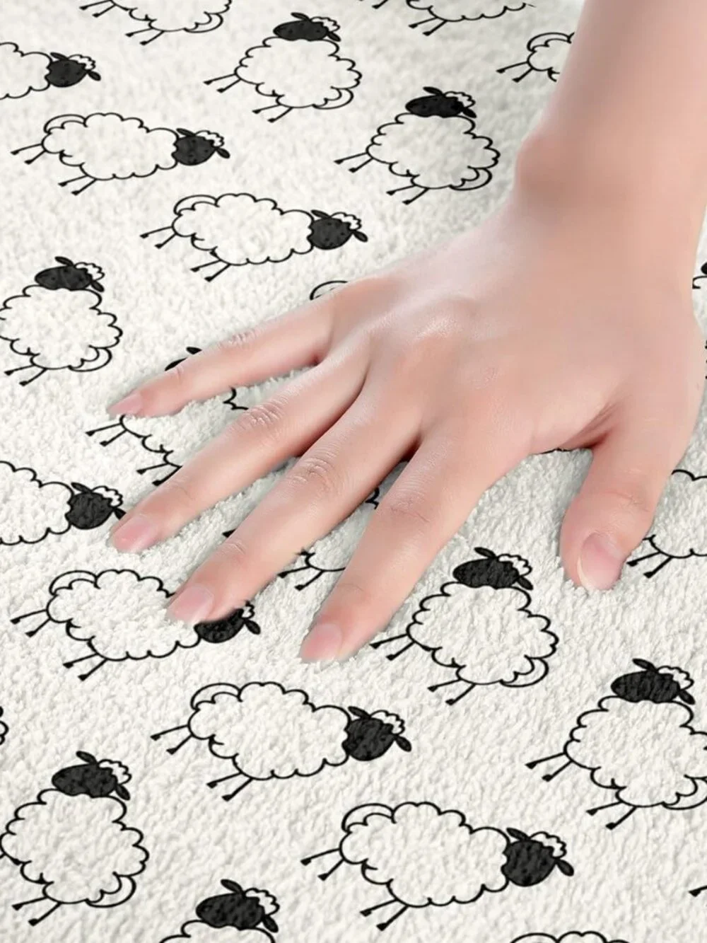 Cute Sheep Bathroom Rug 16x24, Farmhouse Animals Printed Microfiber Small Bath M